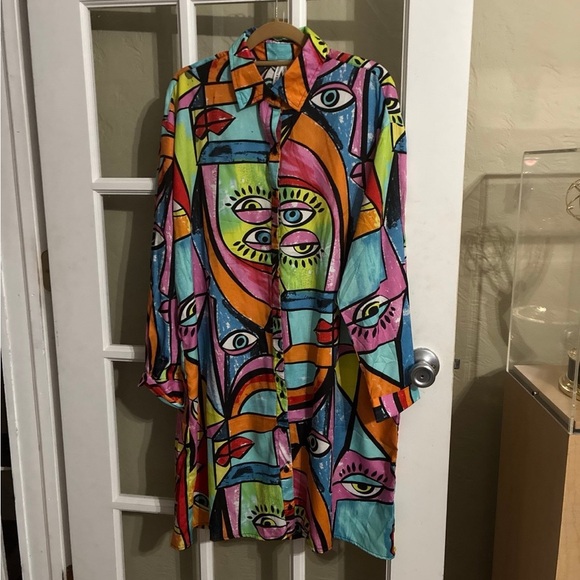 Live 4 Truth Multicolor Abstract Shirt Dress Size Large - Picture 1 of 7